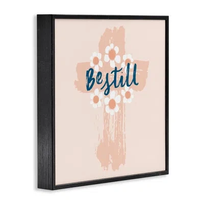 Stupell Industries Be Still Pastel Cross Giclee Art By Blue Chair Blessing In Midnight Black Framed Giclee