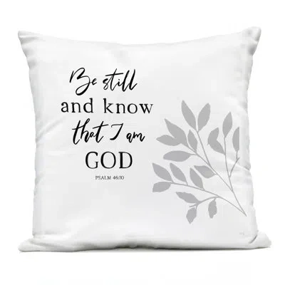 Stupell Industries Be Still Spiritual Proverb Outdoor Printed Pillow, Design By Val Rhodes In White