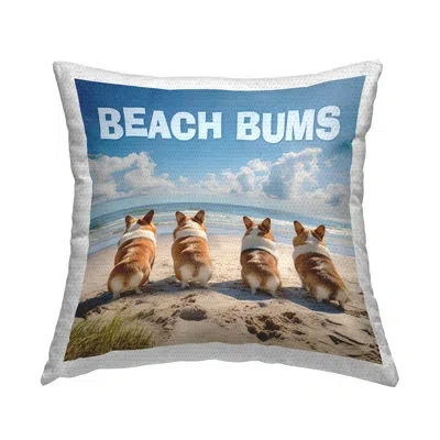 Stupell Industries Beach Bums Corgis Outdoor Printed Pillow By Jim Baldwin In Blue
