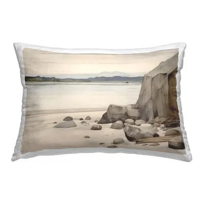 Stupell Industries Beach Cliff View Decorative Printed Throw Pillow Design By Petal Prints Design In Brown