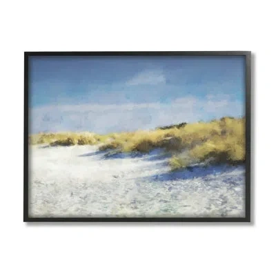 Stupell Industries Beach Reeds Sandy Coast By Kim Curinga - Floater Frame Graphic Art On Wood In Midnight Black Framed Giclee