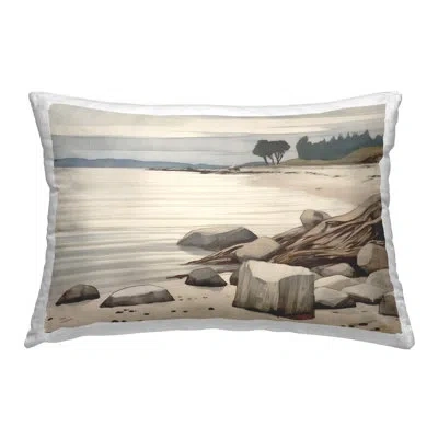 Stupell Industries Beach Rock View Decorative Printed Throw Pillow Design By Petal Prints Design In Brown
