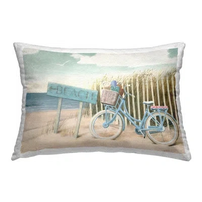 Stupell Industries Beach Shore & Bike Outdoor Printed Pillow By James Wiens In Blue;brown