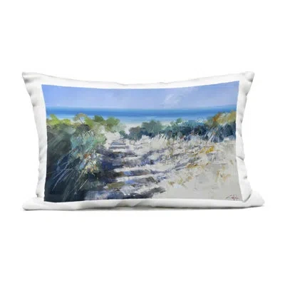 Stupell Industries Beach Steps In Robe Outdoor Printed Pillow, Design By Craig Trewin Penny, 14 X 7 X 20 In Blue