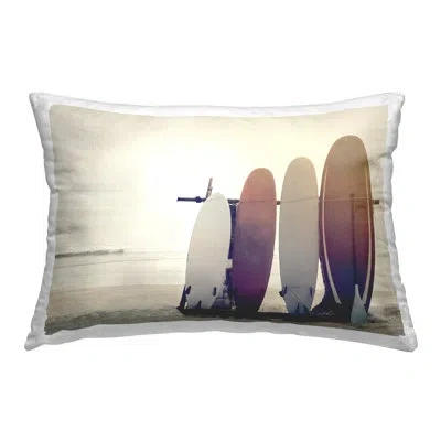 Stupell Industries Beach Surfboards Leaning Decorative Printed Throw Pillow Design By Mike Calascibetta In Beige