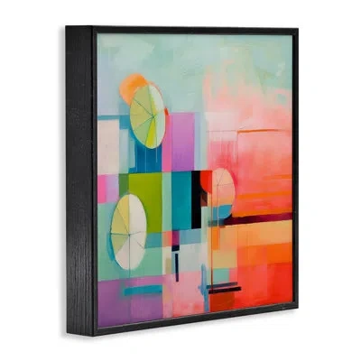 Stupell Industries Beach Umbrellas Abstraction Giclee Art By Irena Orlov In Midnight Black Framed Giclee
