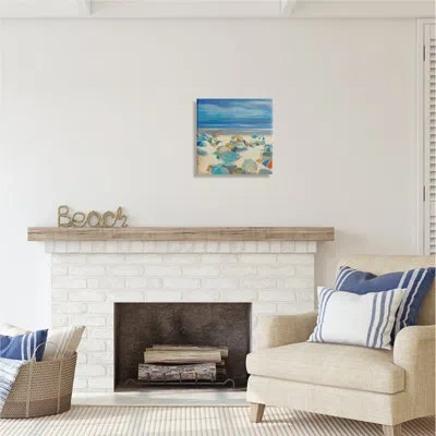 Stupell Industries Beach Umbrellas On Shore Canvas Wall Art Design By Liz Jardine In Blue