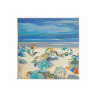 Stupell Industries Beach Umbrellas On Shore Canvas Wall Art Design By Liz Jardine In Blue