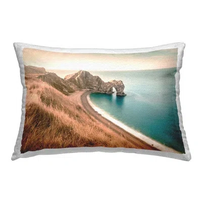 Stupell Industries Beach With Arched Cove Outdoor Printed Pillow By Nataly White In Tan