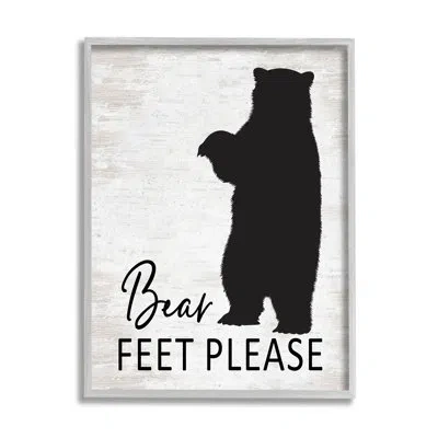 Stupell Industries Bear Feet Remove Shoes In Farmhouse Gray Framed Giclee