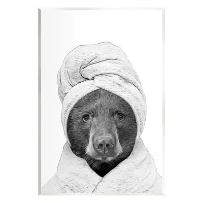 Stupell Industries Bear Hair Towel Funny Animal By Annalisa Latella Graphic Art In Mdf
