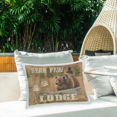 Stupell Industries Bear Paw Lodge Outdoor Printed Pillow By Pam Britton In Brown;white;green