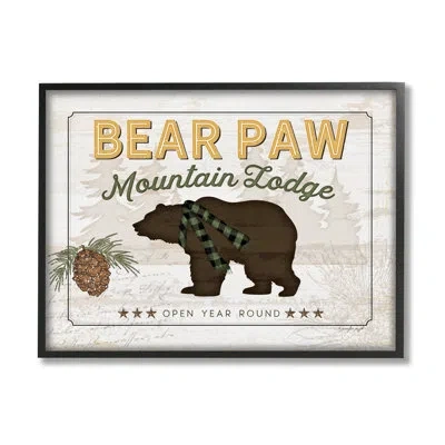 Stupell Industries Bear Paw Mountain Lodge Cabin By Jennifer Pugh - Floater Frame Graphic Art On Wood In Midnight Black Framed Giclee