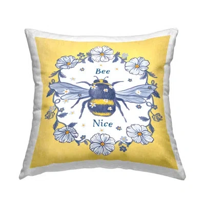 Stupell Industries Bee Nice Yellow Vintage Floral Printed Throw Pillow Design By Be Ni La In Beige
