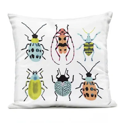 Stupell Industries Beetles & Bugs Collection Outdoor Printed Pillow, Design By Metka Hiti In Black