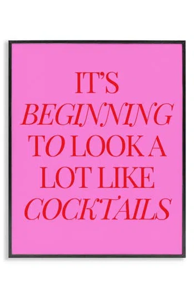 Stupell Industries Beginning To Look A Lot Like Framed Canvas Wall Art In Pink