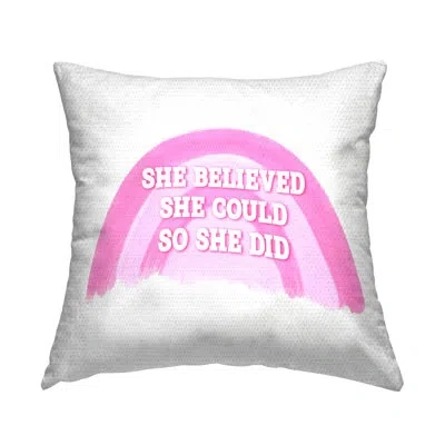 Stupell Industries Believed She Could Printed Outdoor Throw Pillow Design By Amber Clarkson In Purple