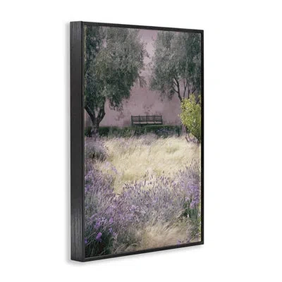 Stupell Industries Bench Amidst Natural Garden Framed Giclee Art, Design By Deborah Revell In Midnight Black Framed Giclee