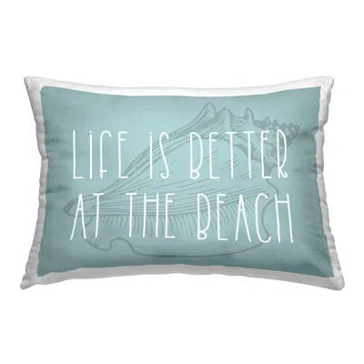 Stupell Industries Better At Beach Seashell Decorative Printed Throw Pillow By Lil' Rue In White;green