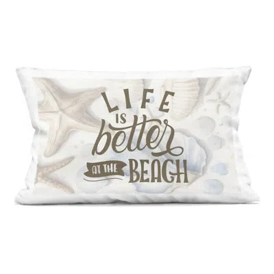 Stupell Industries Better At Beach Seashells Decorative Printed Throw Pillow, Design By Kim Allen In Beige