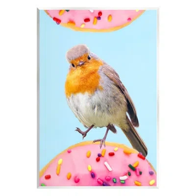 Stupell Industries Bird Perched Sprinkled Donut Giclee Art By Ziwei Li In Wood