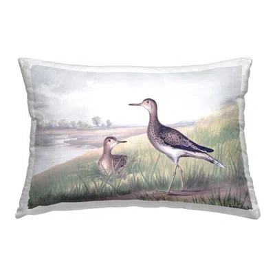 Stupell Industries Birds At Pond Shore Decorative Printed Throw Pillow By Stellar Design Studio In Green;gray;beige