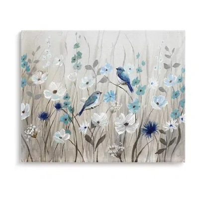 Stupell Industries Birds Floral Blossom Meadow Canvas Art In Sand