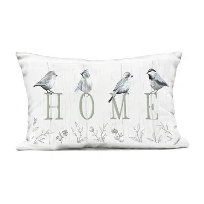 Stupell Industries Birds Perched Home Letters Outdoor Printed Pillow Design By Elizabeth Tyndall In Green