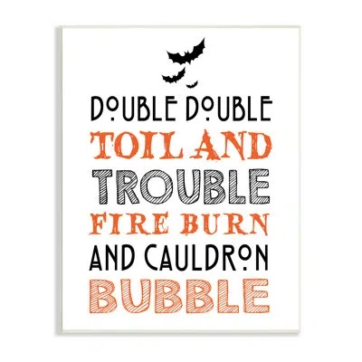 Stupell Industries Black & Orange Halloween Bats Typography Spell Incantation Black Framed Giclee Texturized Art By Let In Wall Plaque