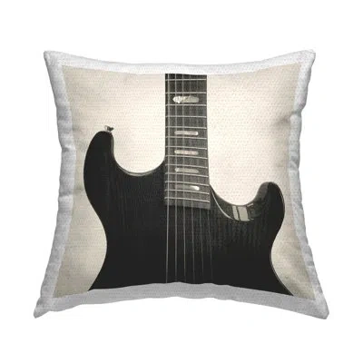 Stupell Industries Black Electric Guitar Outdoor Printed Pillow By Deborah Revell In Gray