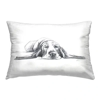Stupell Industries Bloodhound Pup Naptime Design By Lindsay Kivi Fine Art Throw Pillow In White