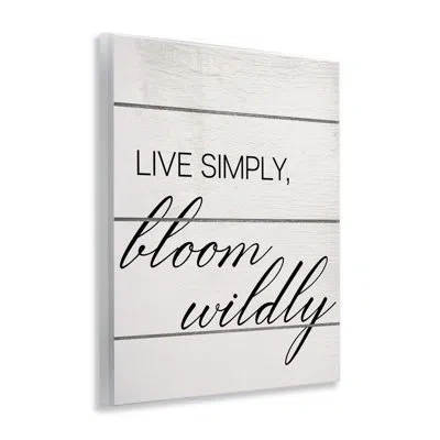 Stupell Industries Bloom Wildly Phrase Wall Plaque Art By Ziwei Li In Black
