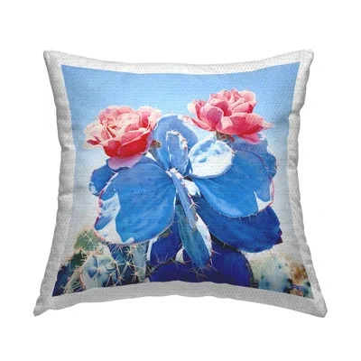 Stupell Industries Blooming Cactus Roses Outdoor Printed Pillow By Rb In Blue