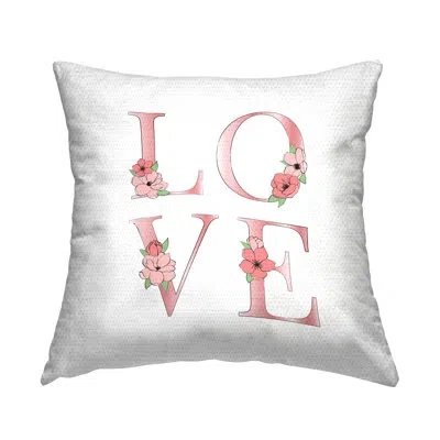 Stupell Industries Blooming Love Letters Outdoor Printed Pillow By Martina Pavlova In White