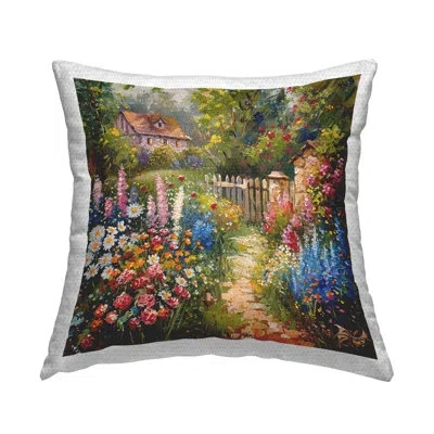 Stupell Industries Blooming Spring Cottage Design By Lsr Design Studio Outdoor Printed Pillow In Green