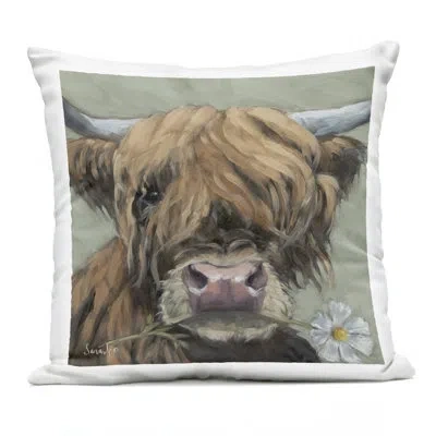 Stupell Industries Blossom Babe Cattle Outdoor Printed Pillow, Design By Sara G. Designs, 18 X 7 X 18 In Green