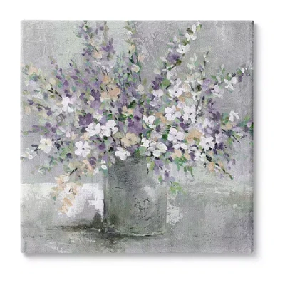 Stupell Industries Blossoming Aster Flower Bouquet Canvas Art In Gray
