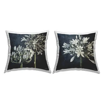 Stupell Industries Blossoming Flower Stem Botanical Decorative Printed Throw Pillow Design By Patricia Pinto (set Of 2) In Blue