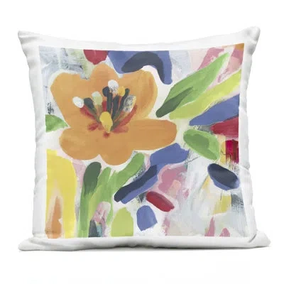 Stupell Industries Blossoms In Rich Hues Outdoor Printed Pillow, Design By June Erica Vess In Orange