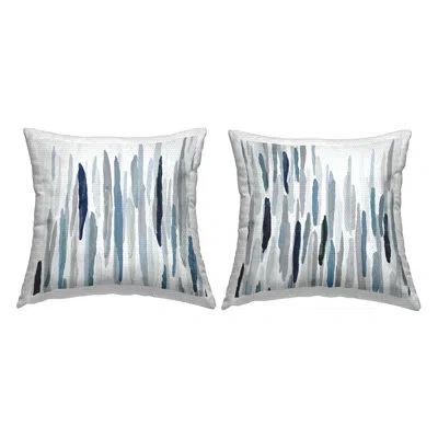 Stupell Industries Blue Abstract Rainfall Striped Line Pattern 2 Piece Outdoor Printed Pillow Set By Susan Jill In Blue;white;gray