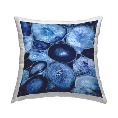 Stupell Industries Blue Agate Crystal Minerals Outdoor Printed Pillow By Danielle Carson In Blue;white