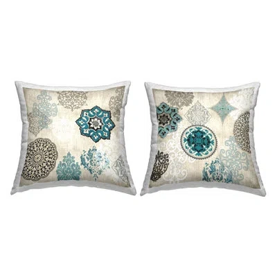Stupell Industries Blue & Beige Boho Pattern 2 Piece Outdoor Printed Pillow Set By Ellie Roberts In Blue;black;beige