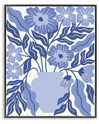 Stupell Industries Blue & White Flower Vase Framed Giclee Art In Multi