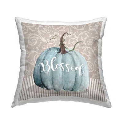 Stupell Industries Blue Autumn Pumpkin Botanical Pattern Background Printed Throw Pillow Design By Livi + Fin