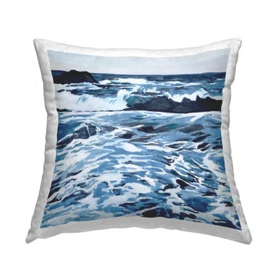 Stupell Industries Blue Coastal Waves Decorative Printed Throw Pillow Design By Melissa Wang