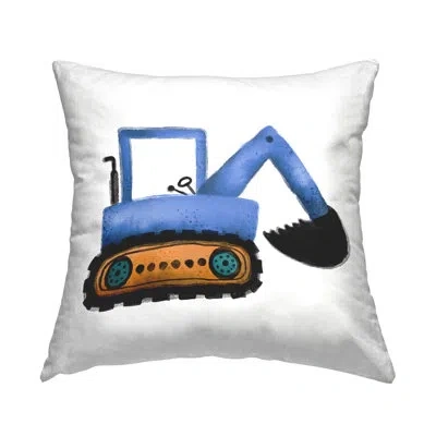 Stupell Industries Blue Construction Excavator Vehicle Printed Throw Pillow Design By Elizabeth Medley In Beige