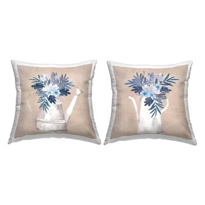 Stupell Industries Blue Country Bouquets Patterned Printed Throw Pillow Design By Nd Art (set Of 2)