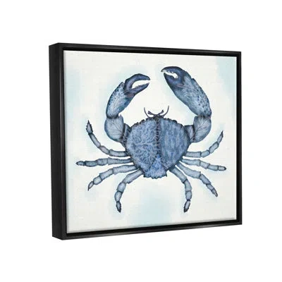 Stupell Industries Blue Crab Claws Sea Life Botanical Pattern By Darlene Seale - Floater Frame Print On Canvas In Jet Black Floater Frame