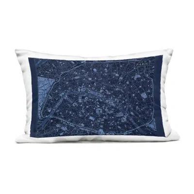 Stupell Industries Blue Detailed Paris Map Design By Phillipa Katz Outdoor Printed Pillow