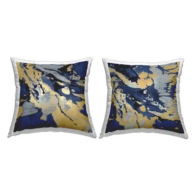 Stupell Industries Blue Glam Marbled Forms 2 Pc Printed Throw Pillow Set By Danielle Carson In Beige